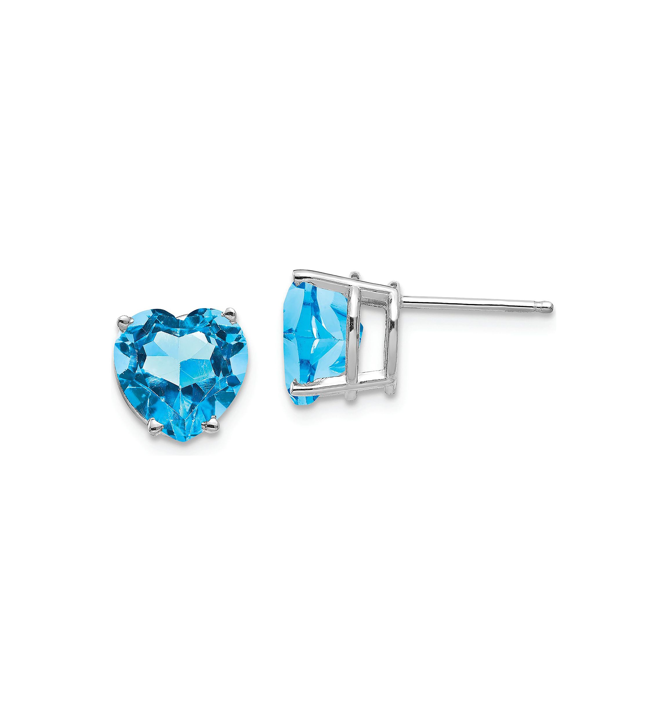 4.4 ct. t.w. Blue Topaz 8mm Heart Earrings in 14K White Gold