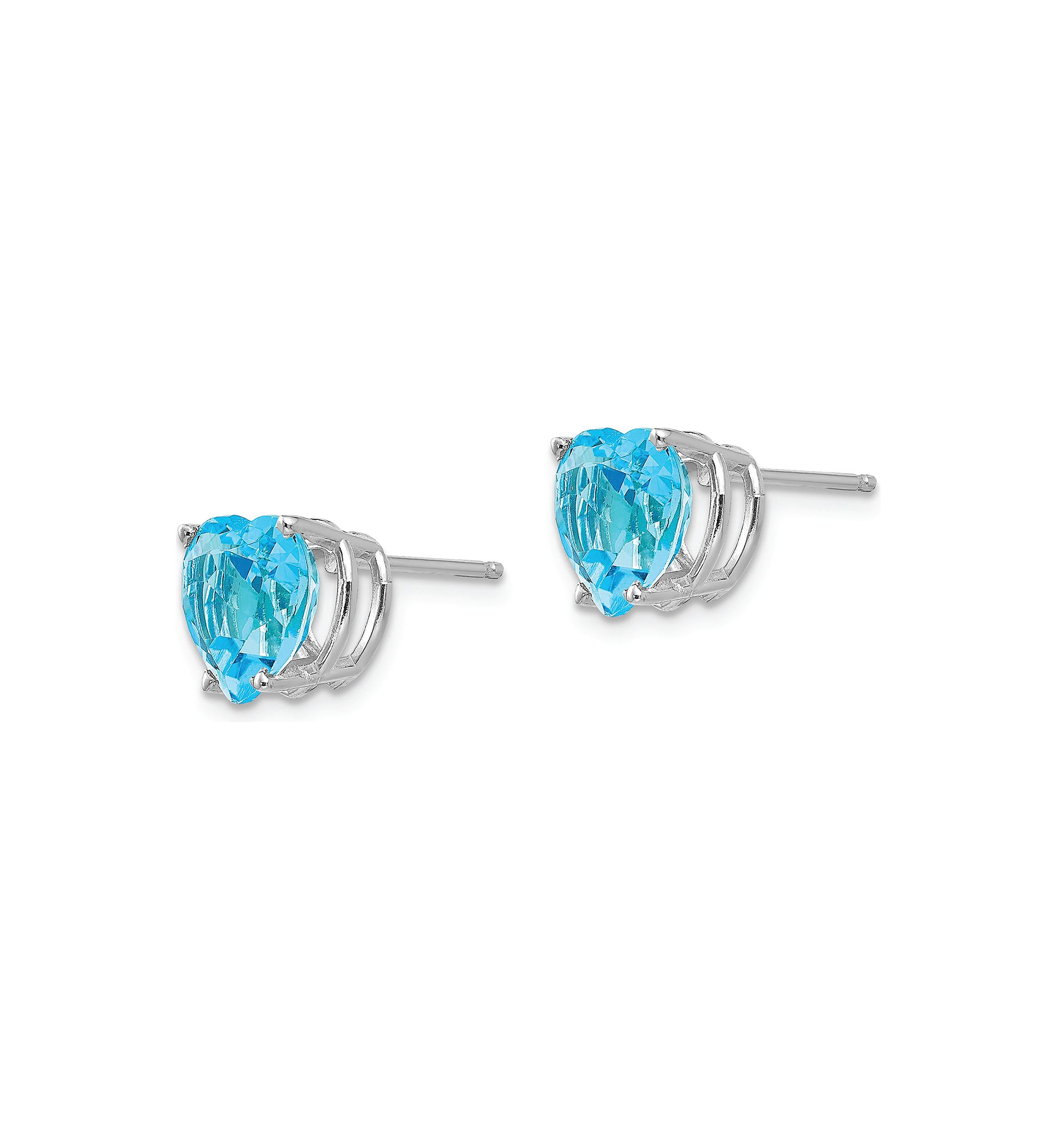 4.4 ct. t.w. Blue Topaz 8mm Heart Earrings in 14K White Gold