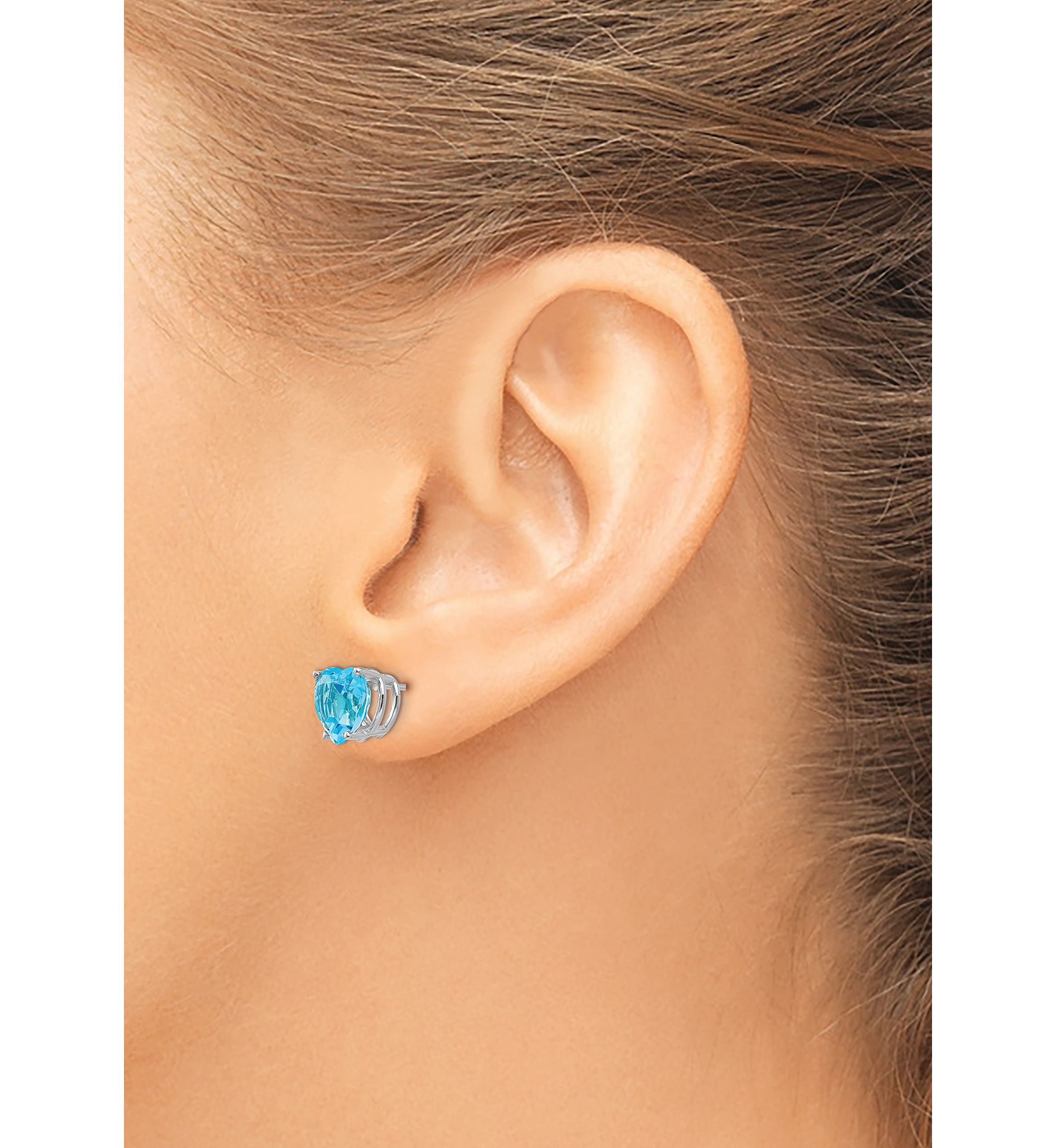4.4 ct. t.w. Blue Topaz 8mm Heart Earrings in 14K White Gold