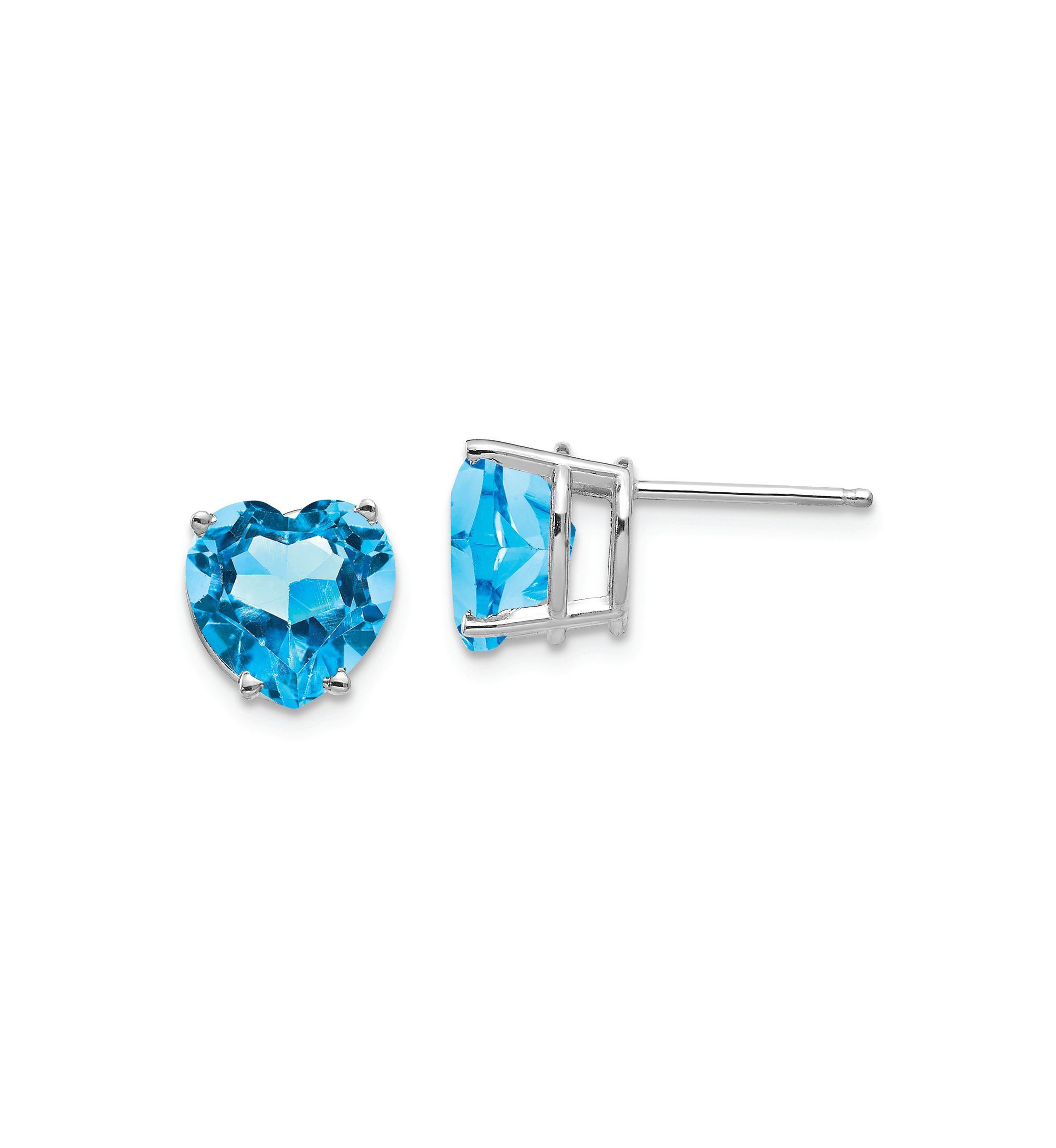 4.4 ct. t.w. Blue Topaz 8mm Heart Earrings in 14K White Gold