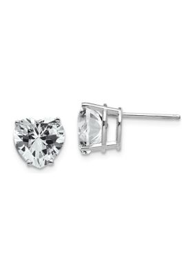 Belk & Co 14K White Gold Cubic Zirconia heart stud earrings in 14K White Gold