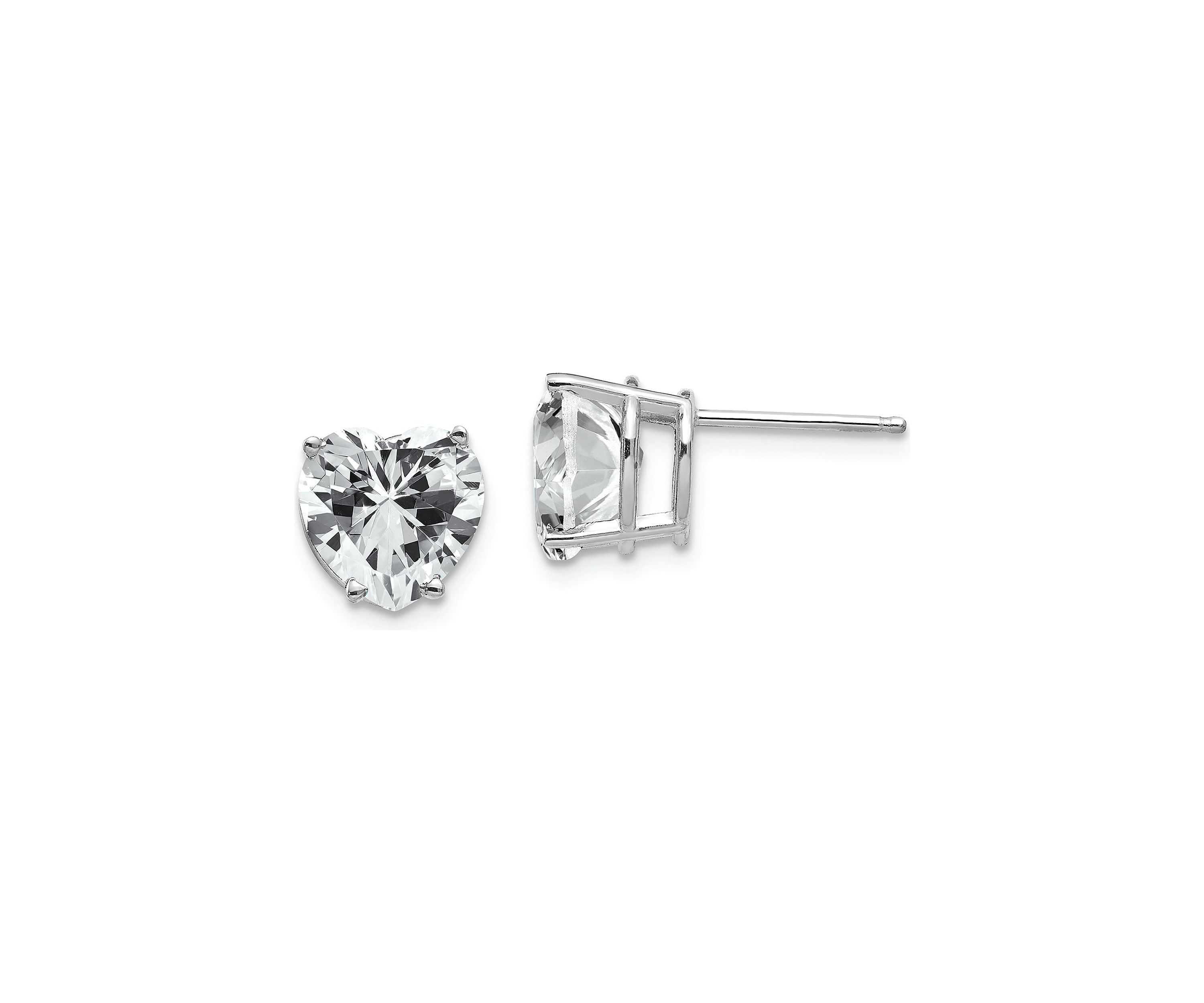 14K White Gold Cubic Zirconia heart stud earrings in 14K White Gold