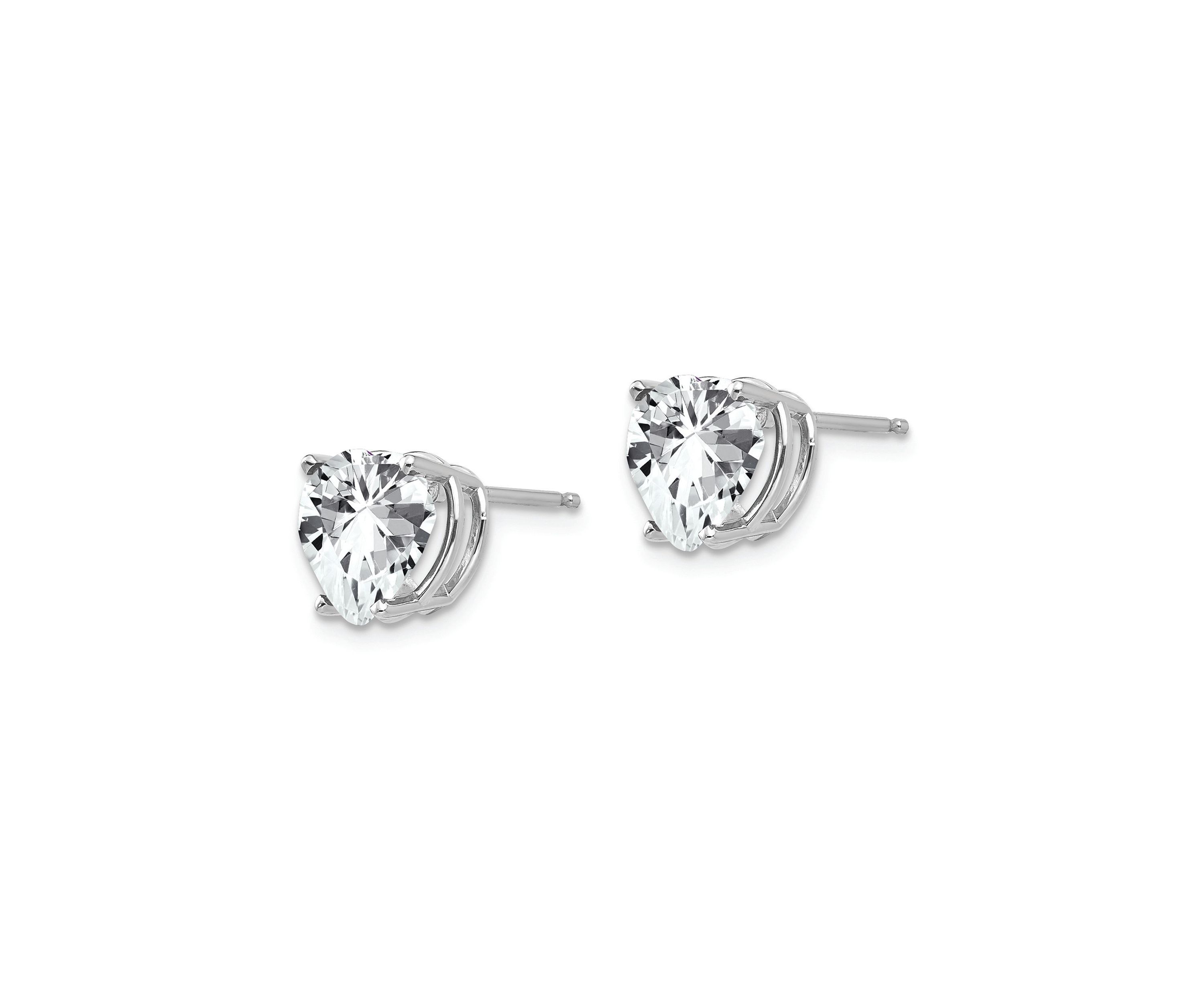 14K White Gold Cubic Zirconia heart stud earrings in 14K White Gold