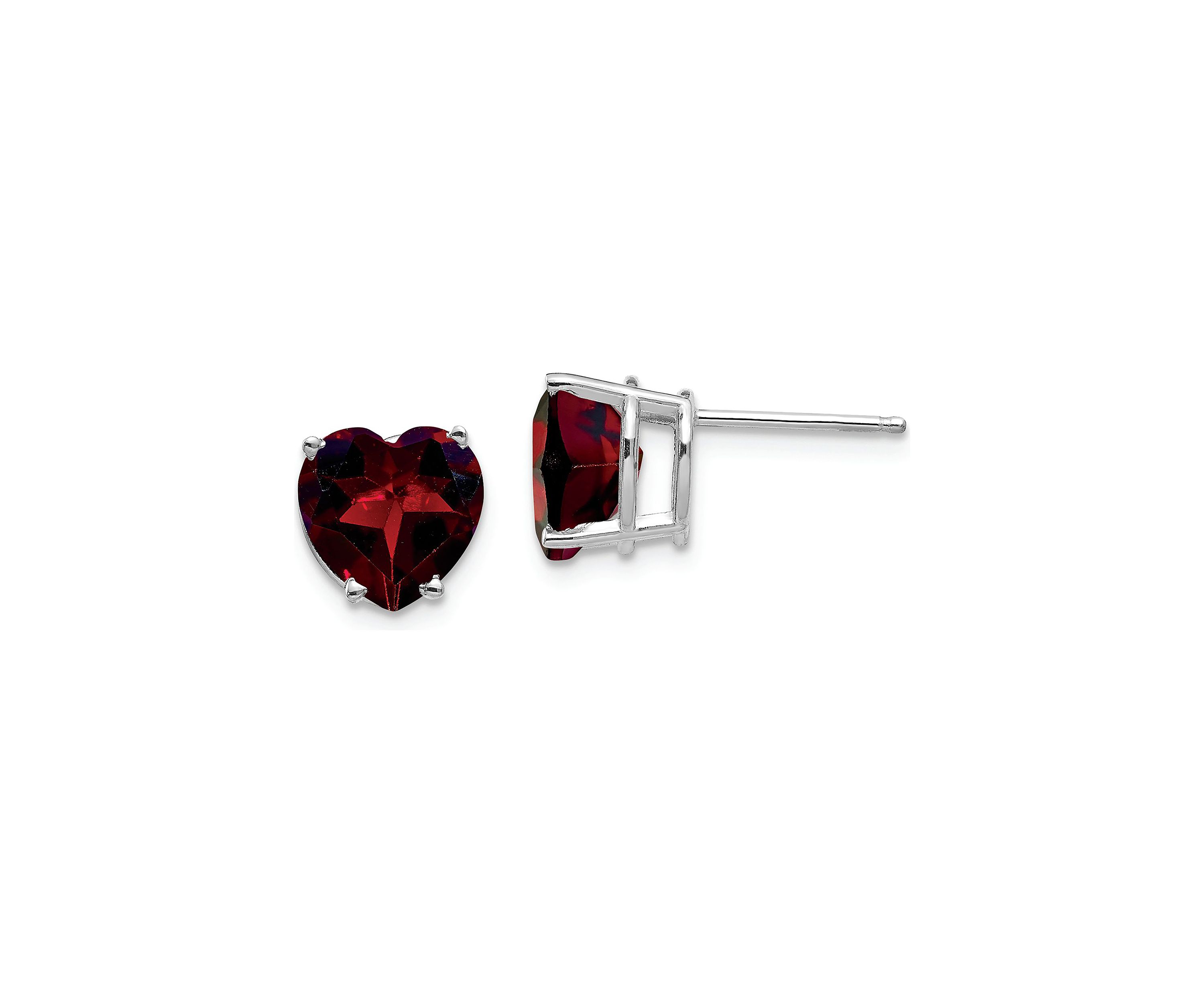 4 ct. t.w. Garnet 8mm Heart Earrings in 14K White Gold