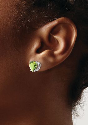 3.8 ct. t.w. Peridot 8mm Heart Earrings in 14K White Gold