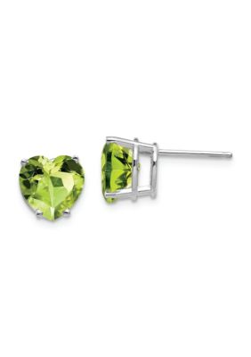 3.8 ct. t.w. Peridot 8mm Heart Earrings in 14K White Gold