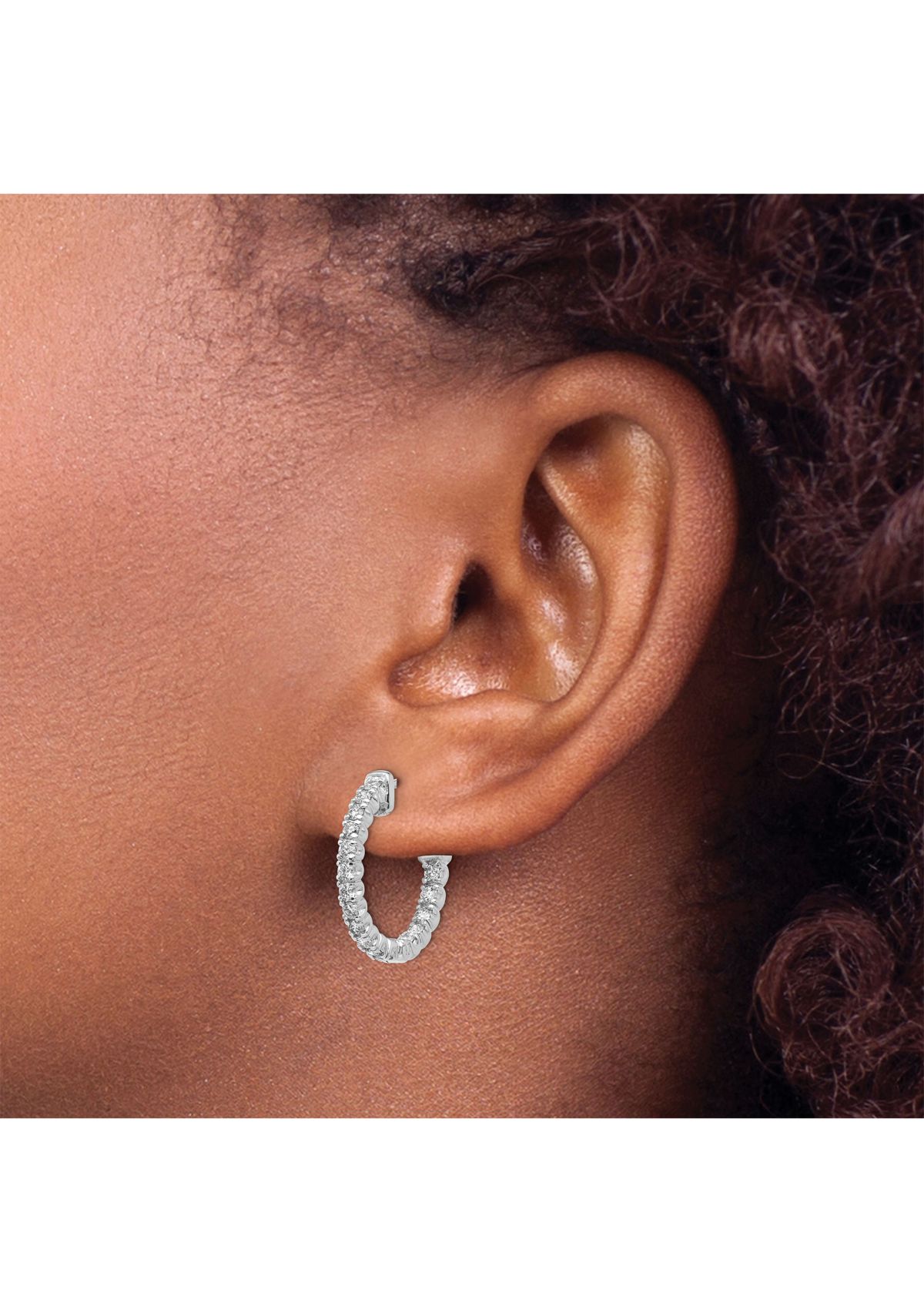 0.952 ct. t.w. Diamond Round Hoop with Safety Clasp Earrings in 14K Gold