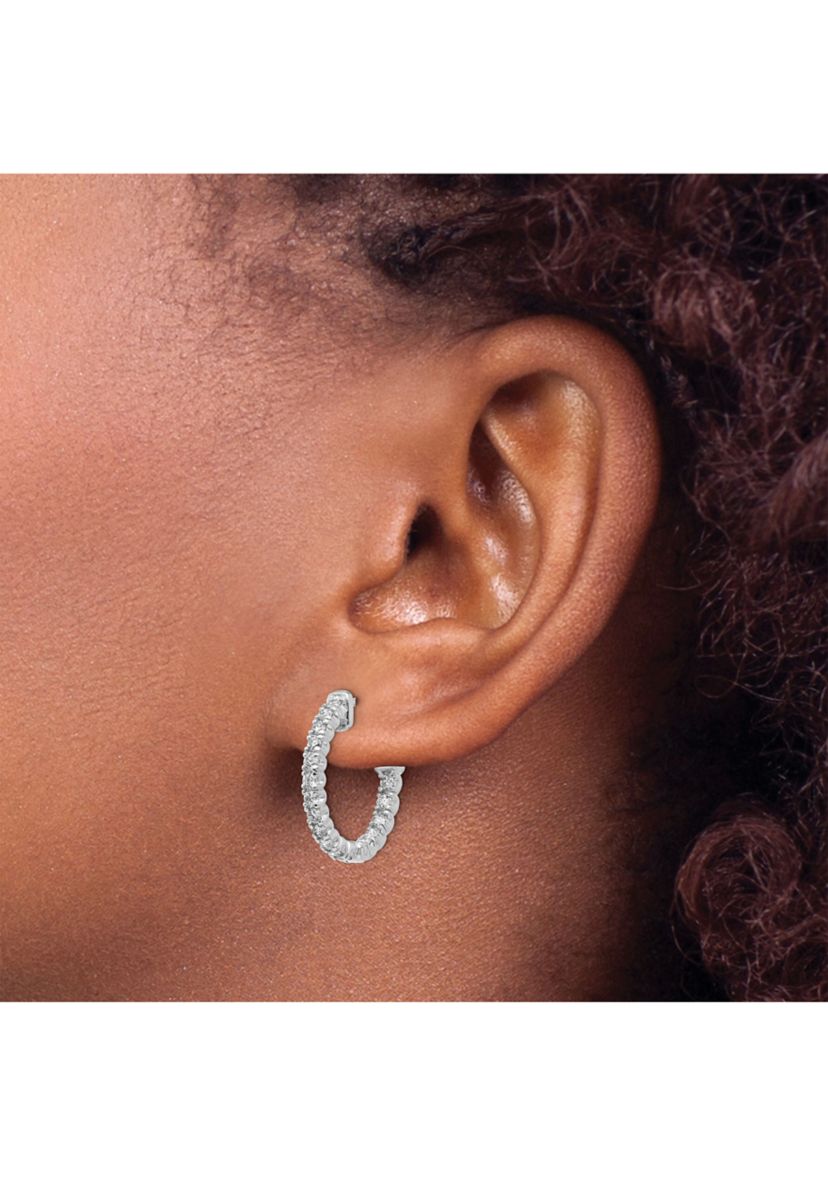 0.952 ct. t.w. Diamond Round Hoop with Safety Clasp Earrings in 14K Gold