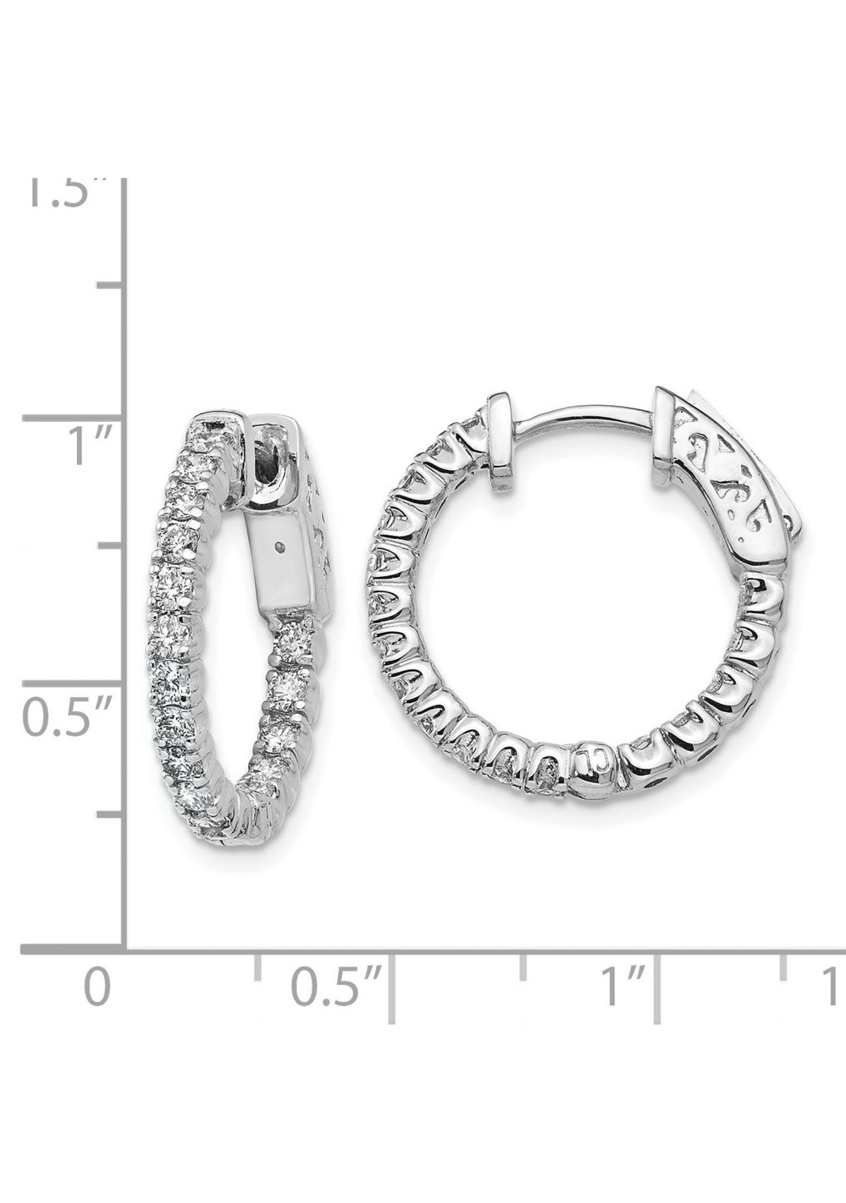 0.952 ct. t.w. Diamond Round Hoop with Safety Clasp Earrings in 14K Gold