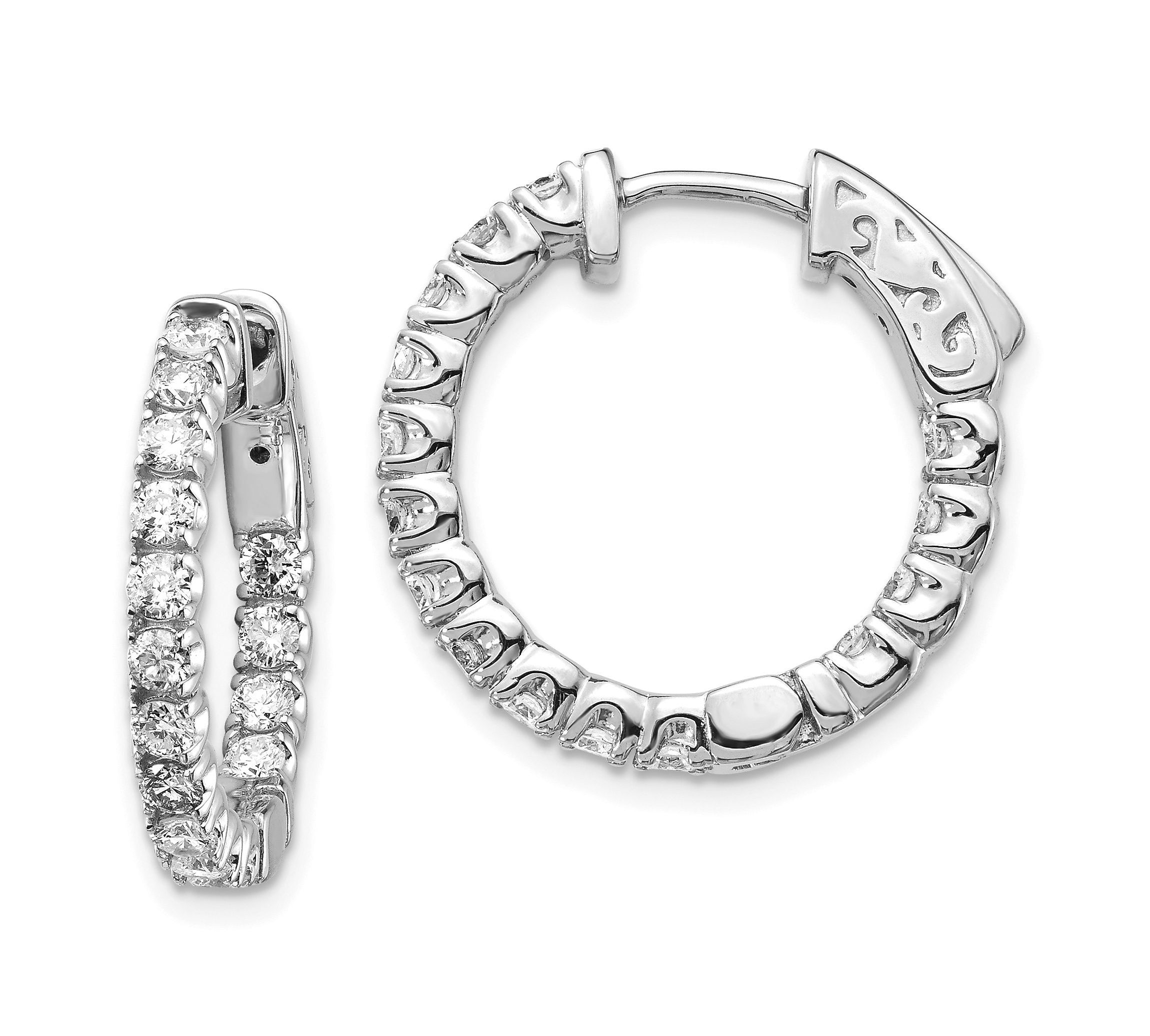 Lab Created 1.5 ct. t.w. Oro Spotlight Lab Grown Diamond Round Hoop with Safety Clasp Earrings in 14K White Gold