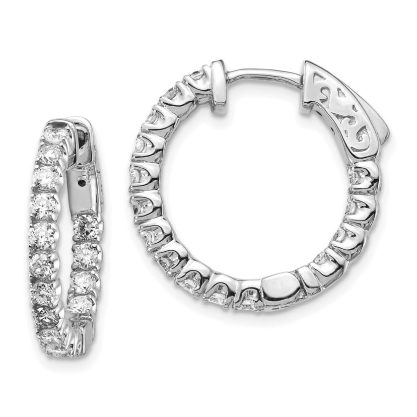 Lab Created 1.5 ct. t.w. Oro Spotlight Lab Grown Diamond Round Hoop with Safety Clasp Earrings in 14K White Gold