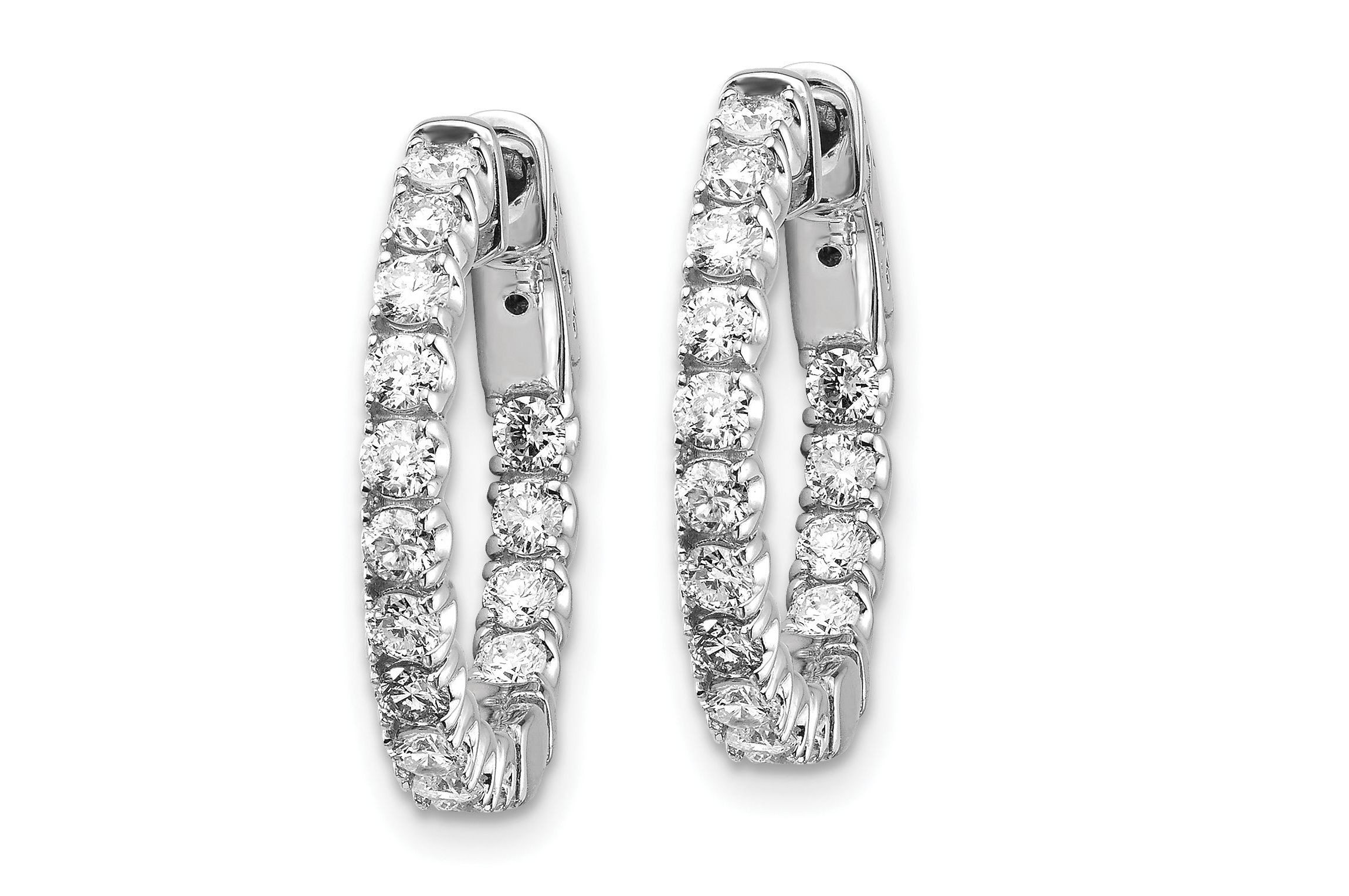 Lab Created 1.5 ct. t.w. Oro Spotlight Lab Grown Diamond Round Hoop with Safety Clasp Earrings in 14K White Gold