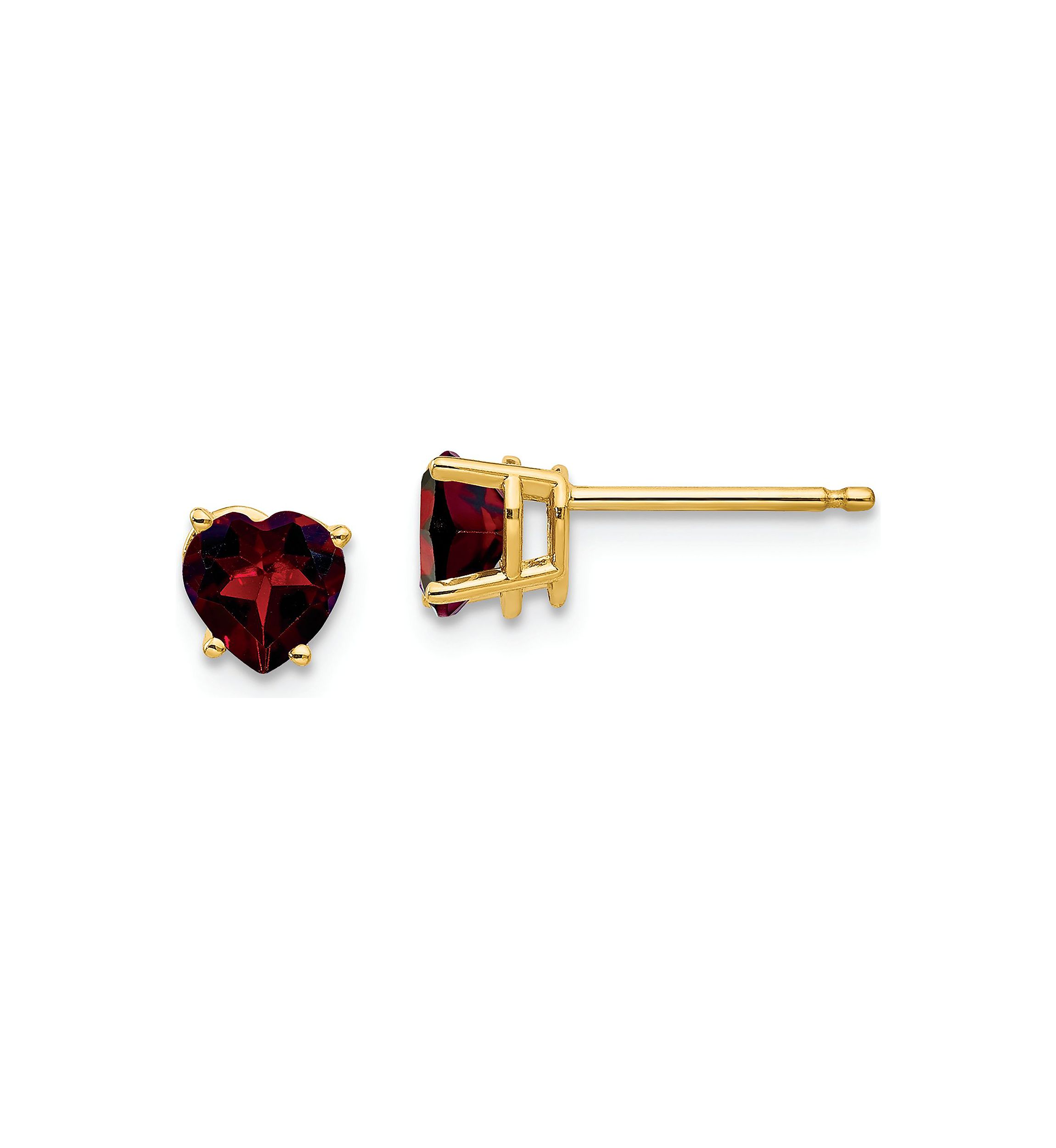 1.1 ct. t.w. Garnet 5mm Heart Earrings in 14K Yellow Gold
