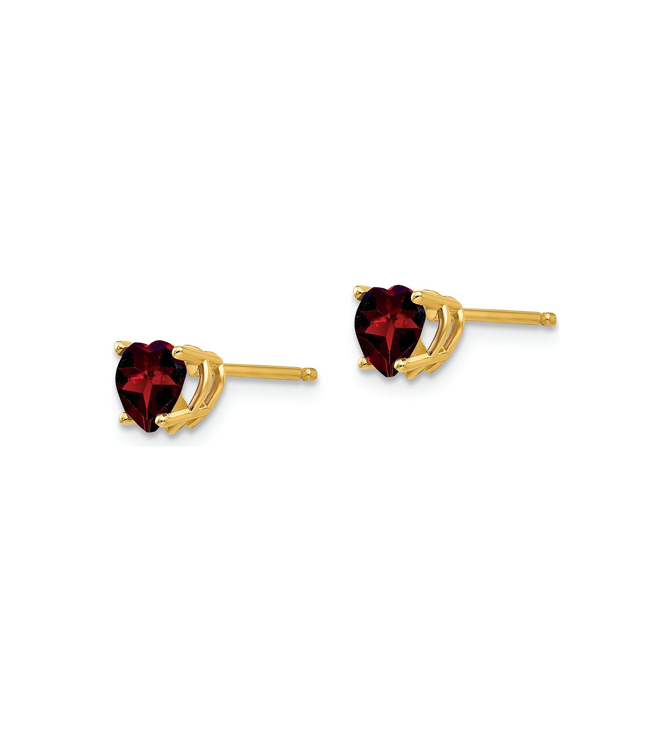 1.1 ct. t.w. Garnet 5mm Heart Earrings in 14K Yellow Gold