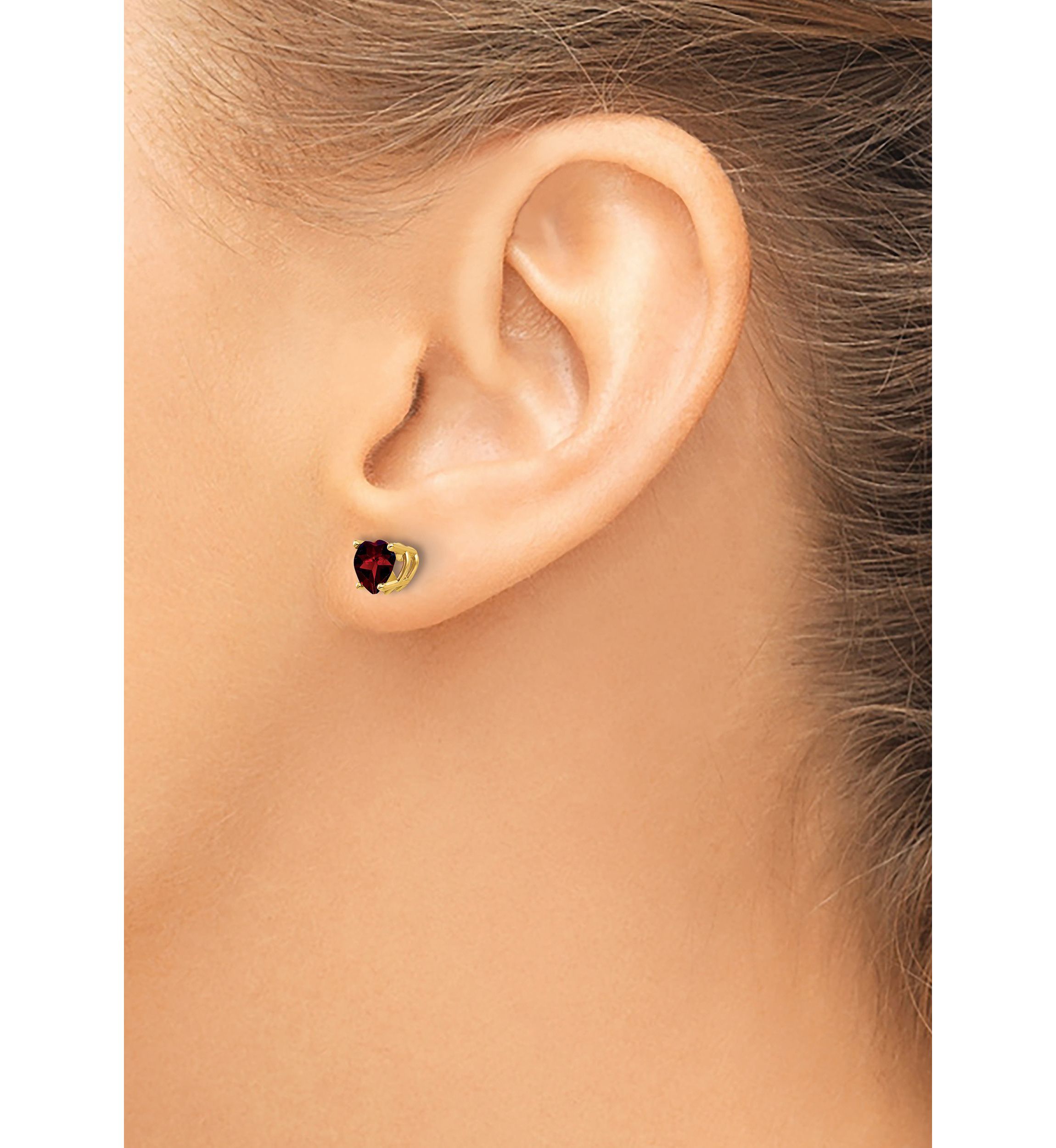 1.1 ct. t.w. Garnet 5mm Heart Earrings in 14K Yellow Gold