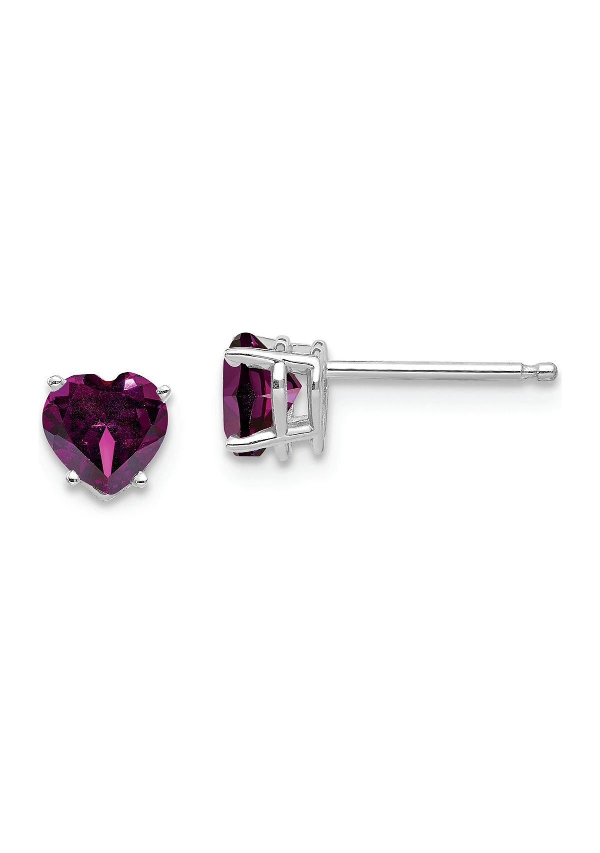 1.2 ct. t.w. Rhodolite Garnet 5mm Heart Earrings in 14K White Gold