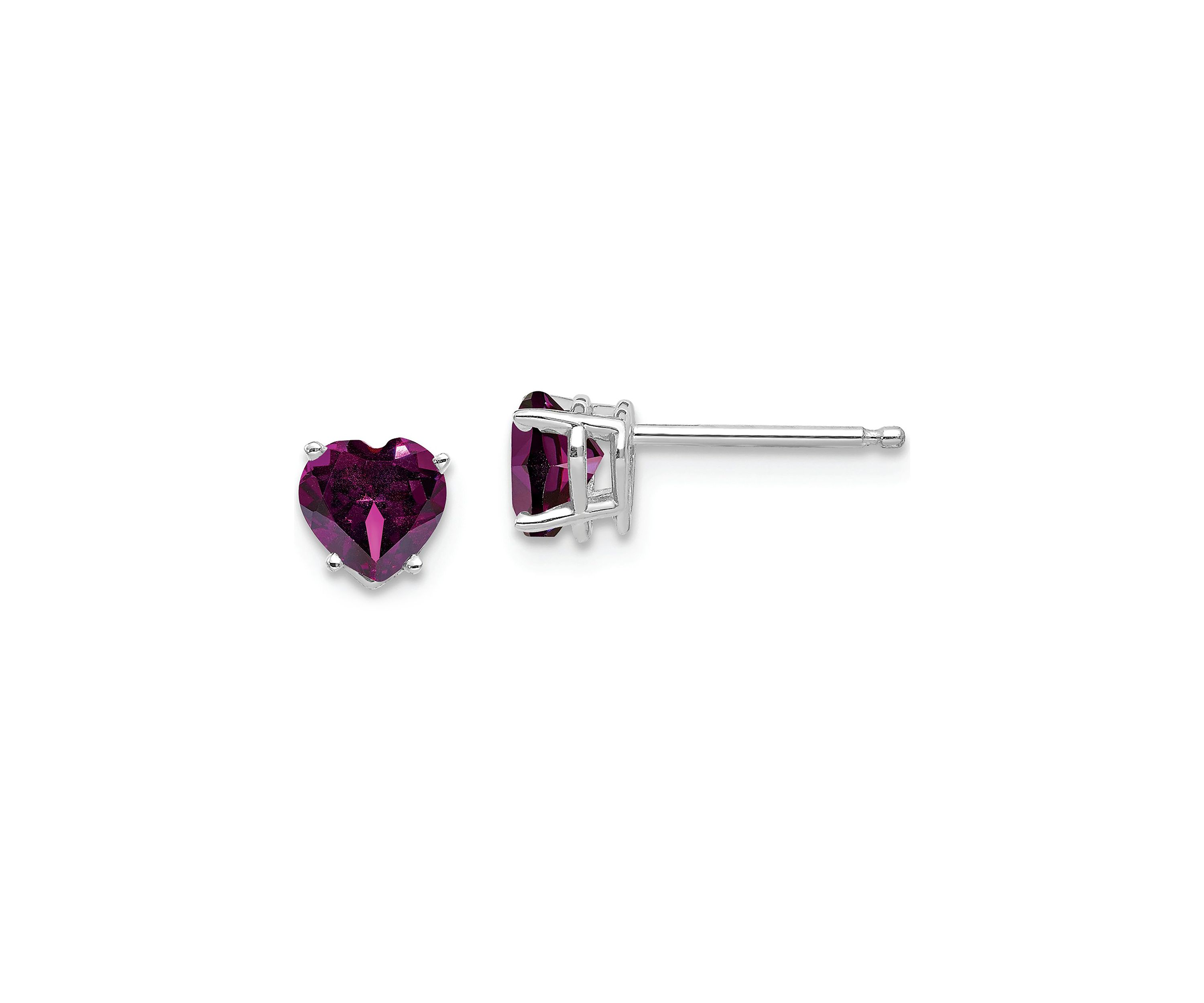1.2 ct. t.w. Rhodolite Garnet 5mm Heart Earrings in 14K White Gold