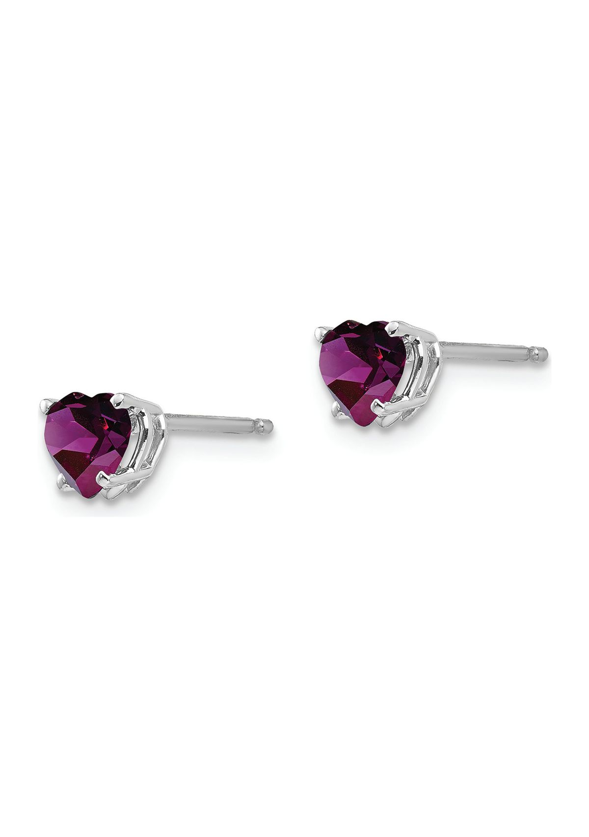 1.2 ct. t.w. Rhodolite Garnet 5mm Heart Earrings in 14K White Gold