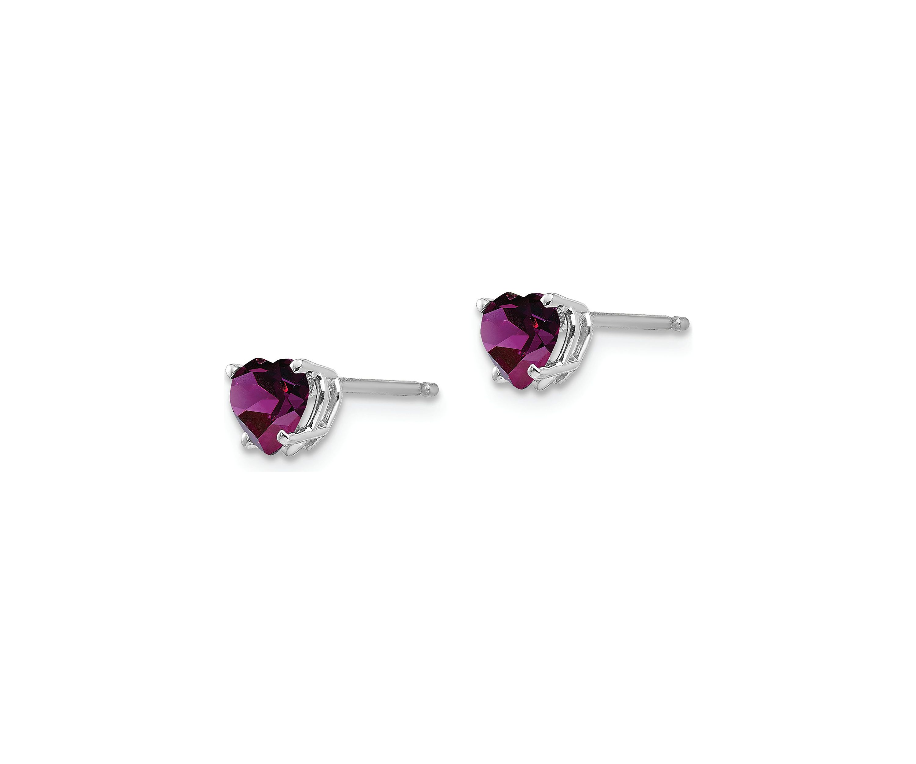 1.2 ct. t.w. Rhodolite Garnet 5mm Heart Earrings in 14K White Gold