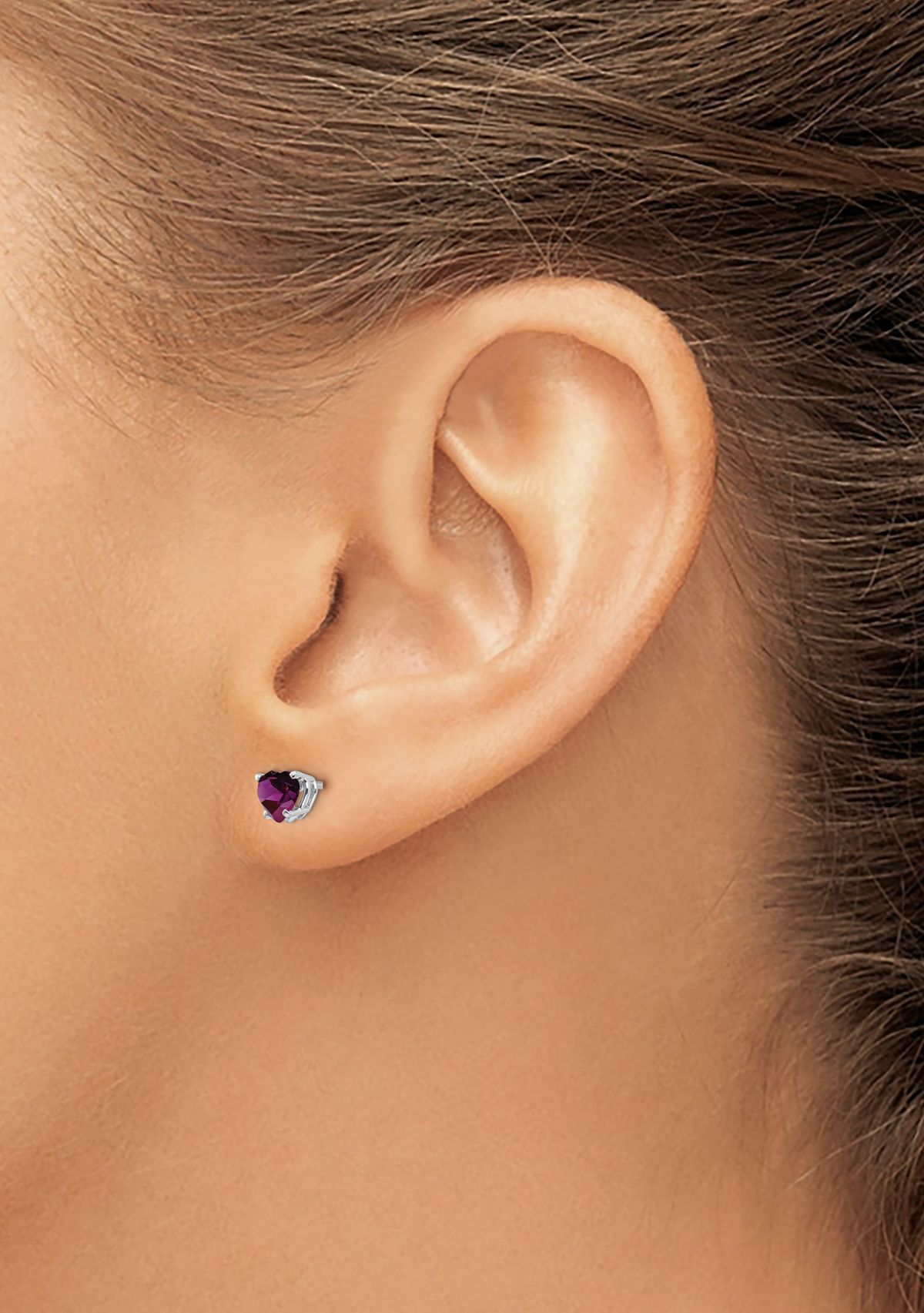 1.2 ct. t.w. Rhodolite Garnet 5mm Heart Earrings in 14K White Gold