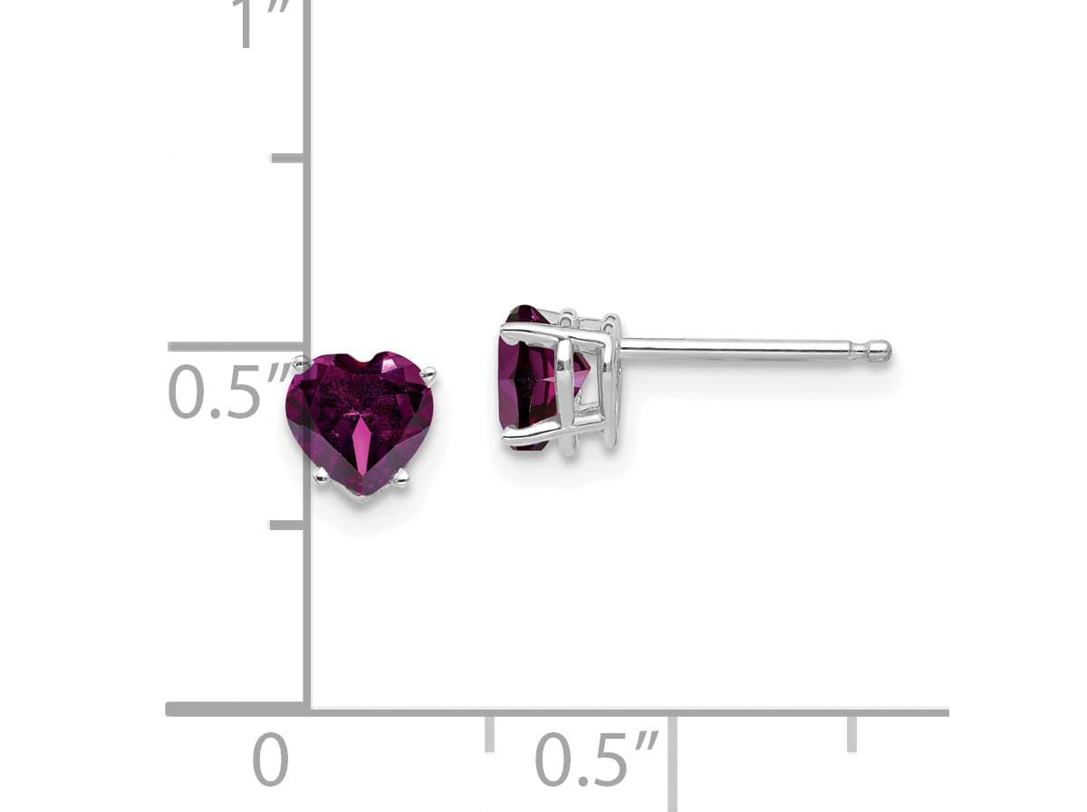 1.2 ct. t.w. Rhodolite Garnet 5mm Heart Earrings in 14K White Gold