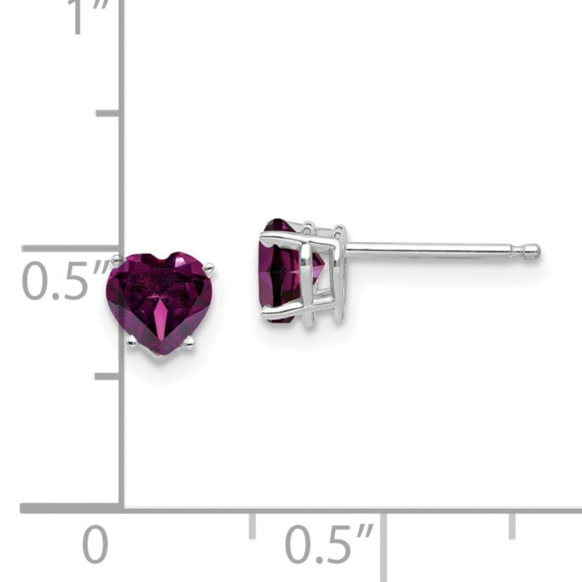 1.2 ct. t.w. Rhodolite Garnet 5mm Heart Earrings in 14K White Gold