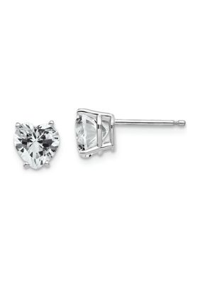 Belk & Co 14K White Gold 6mm Heart Cubic Zirconia Earrings
