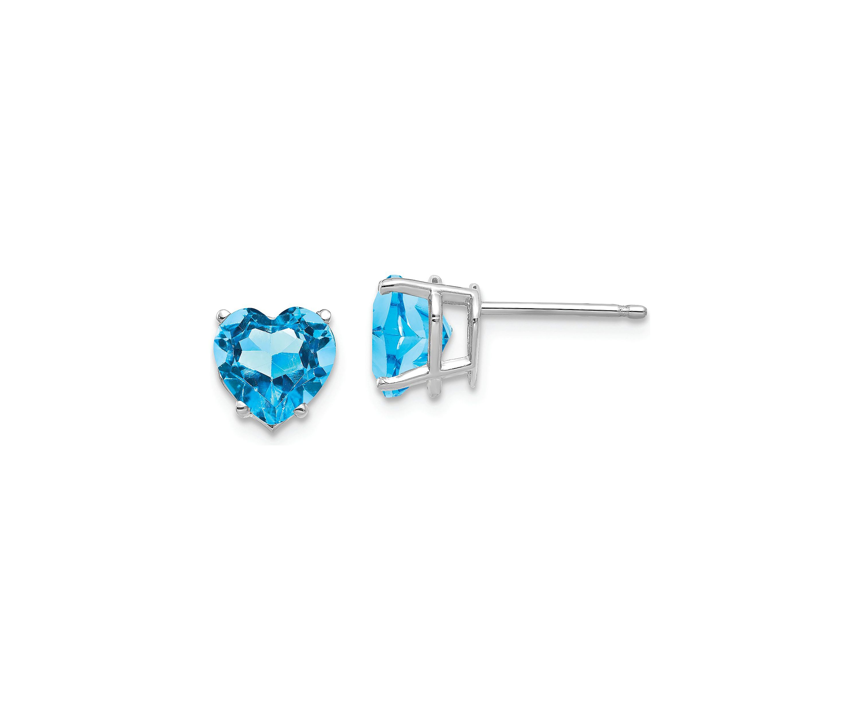 3.44 ct. t.w. Blue Topaz 7mm Heart Earrings in 14K Gold