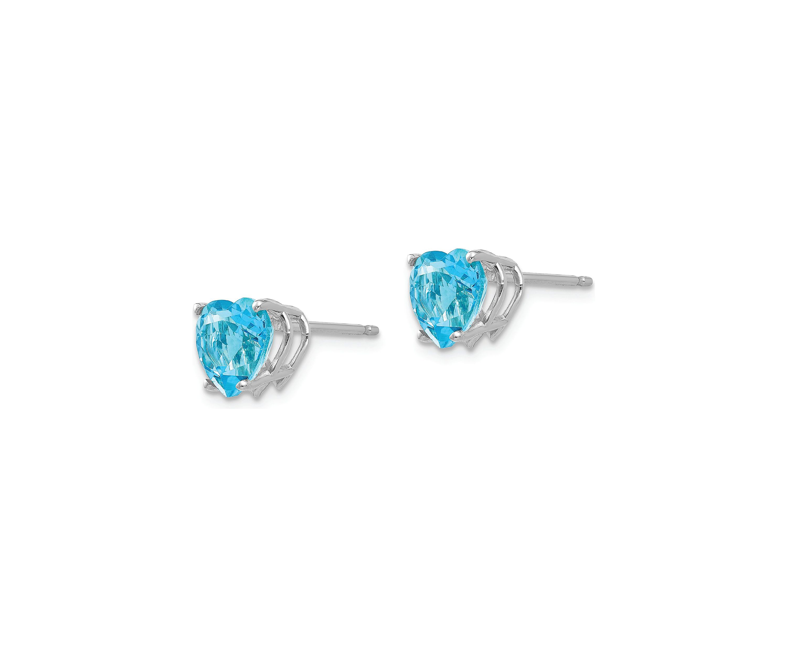 3.44 ct. t.w. Blue Topaz 7mm Heart Earrings in 14K Gold