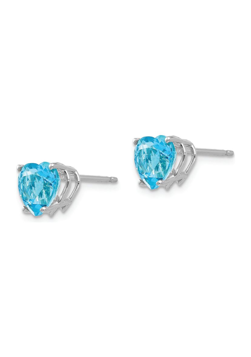 3.44 ct. t.w. Blue Topaz 7mm Heart Earrings in 14K Gold