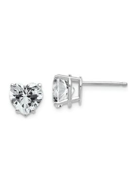 Belk & Co 14K White Gold Cubic Zirconia Heart Stud Earrings