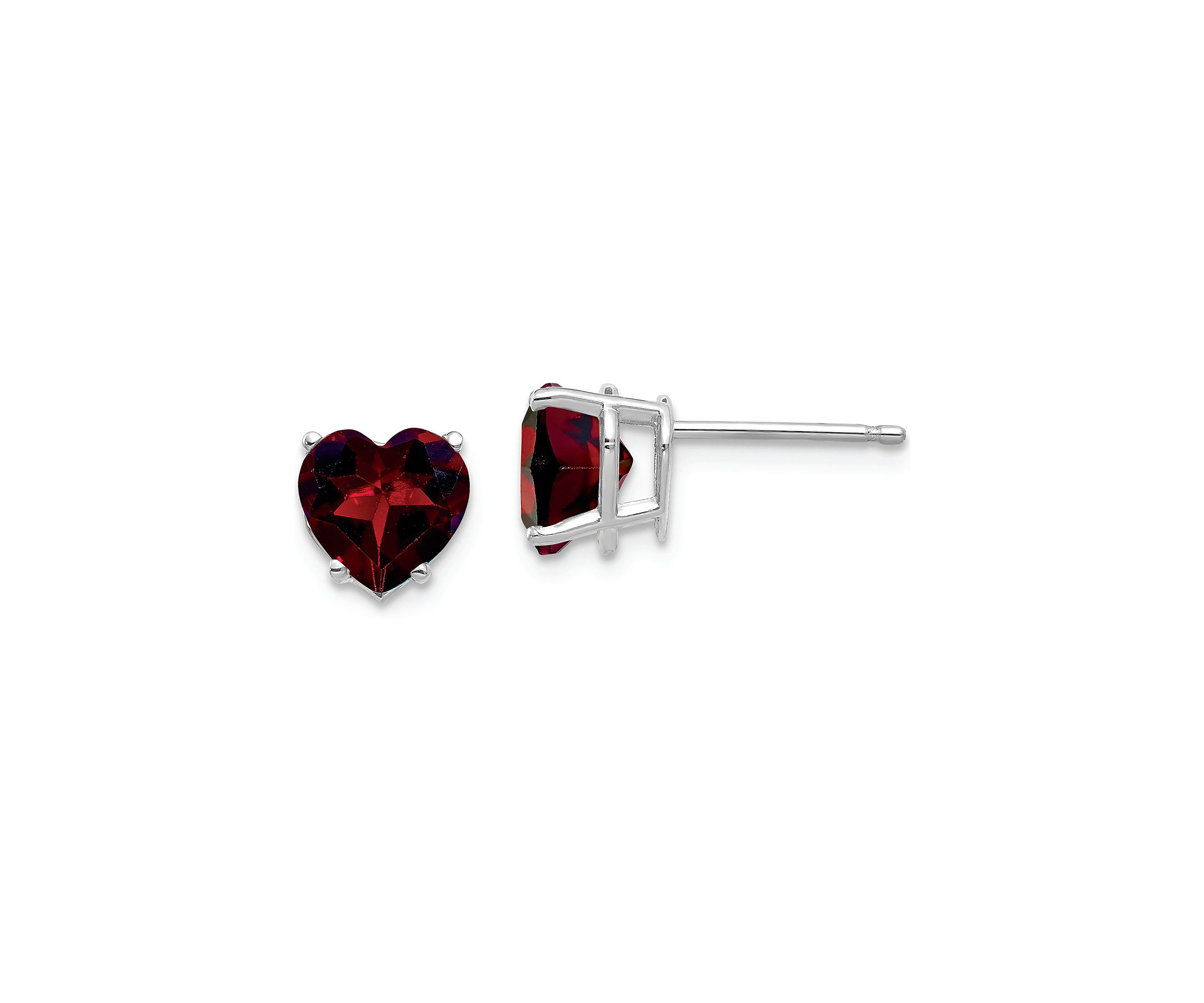 2.8 ct. t.w. Garnet 7mm Heart Earrings in 14K White Gold