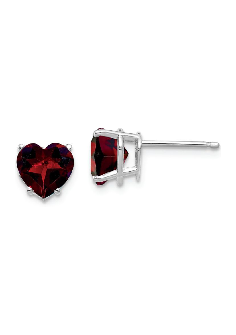 2.8 ct. t.w. Garnet 7mm Heart Earrings in 14K White Gold