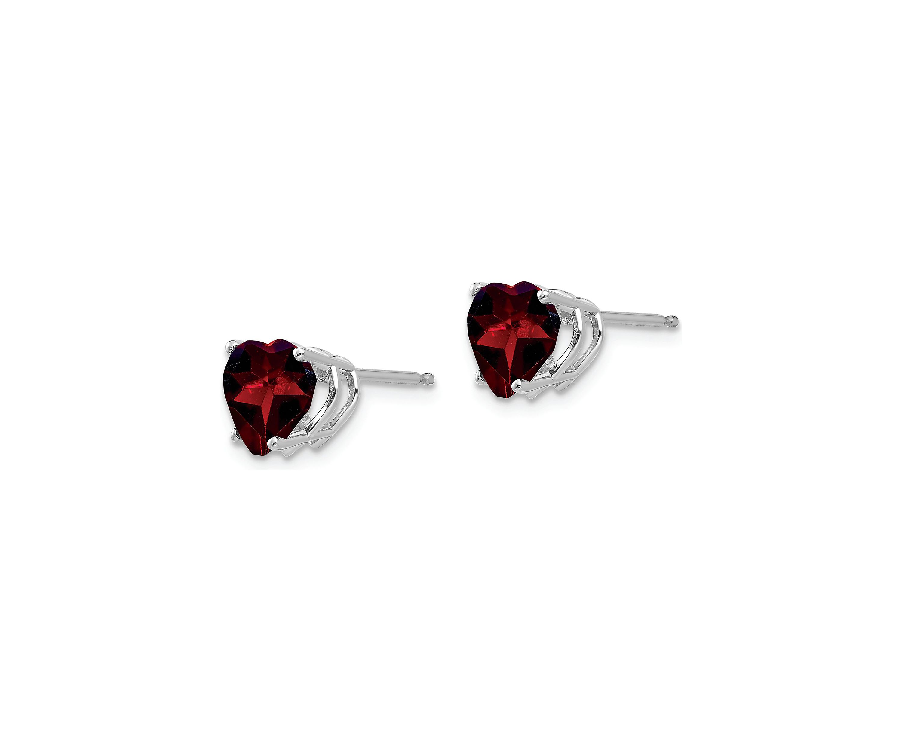 2.8 ct. t.w. Garnet 7mm Heart Earrings in 14K White Gold