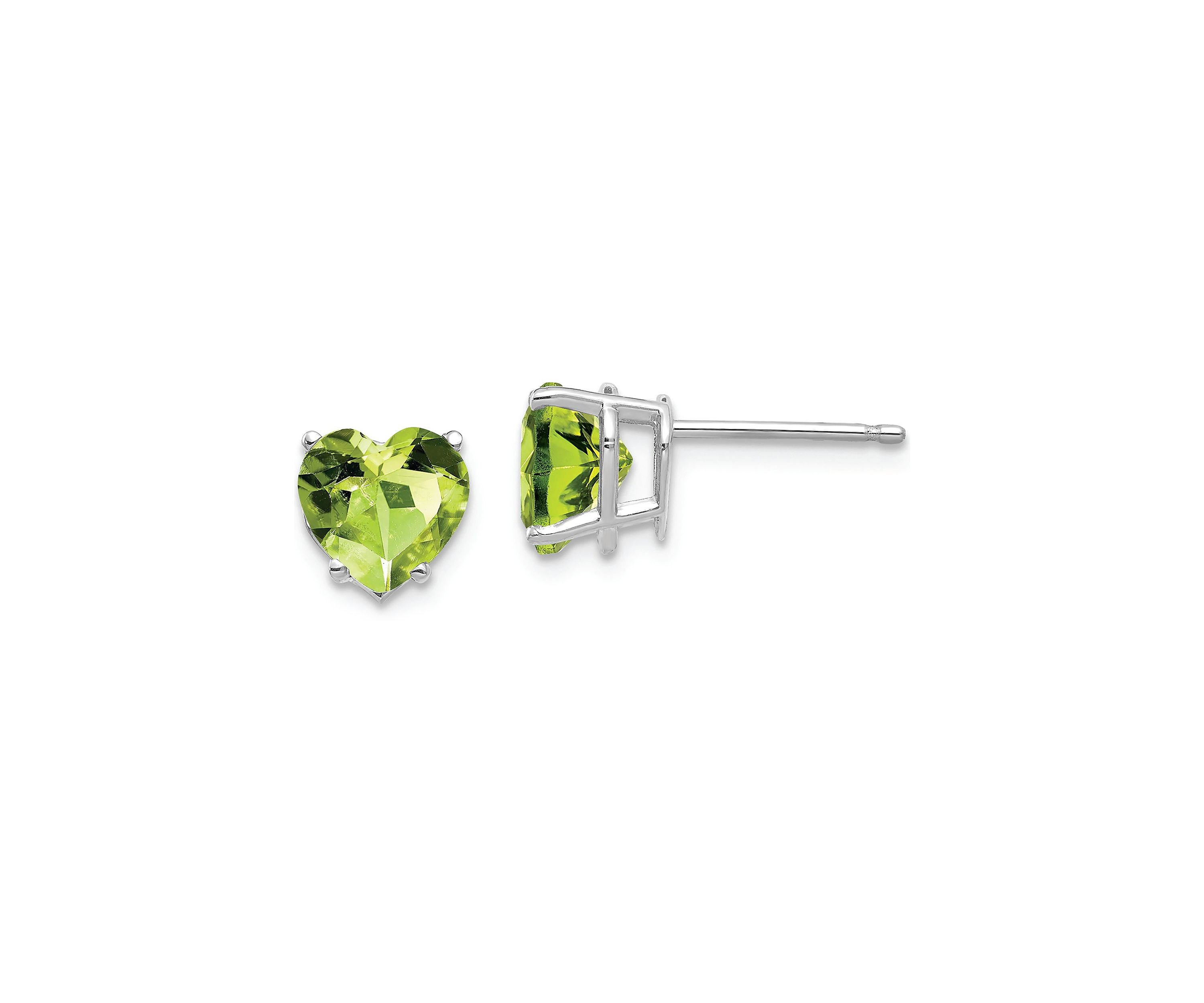 2.8 ct. t.w. Peridot 7mm Heart Earrings in 14K White Gold