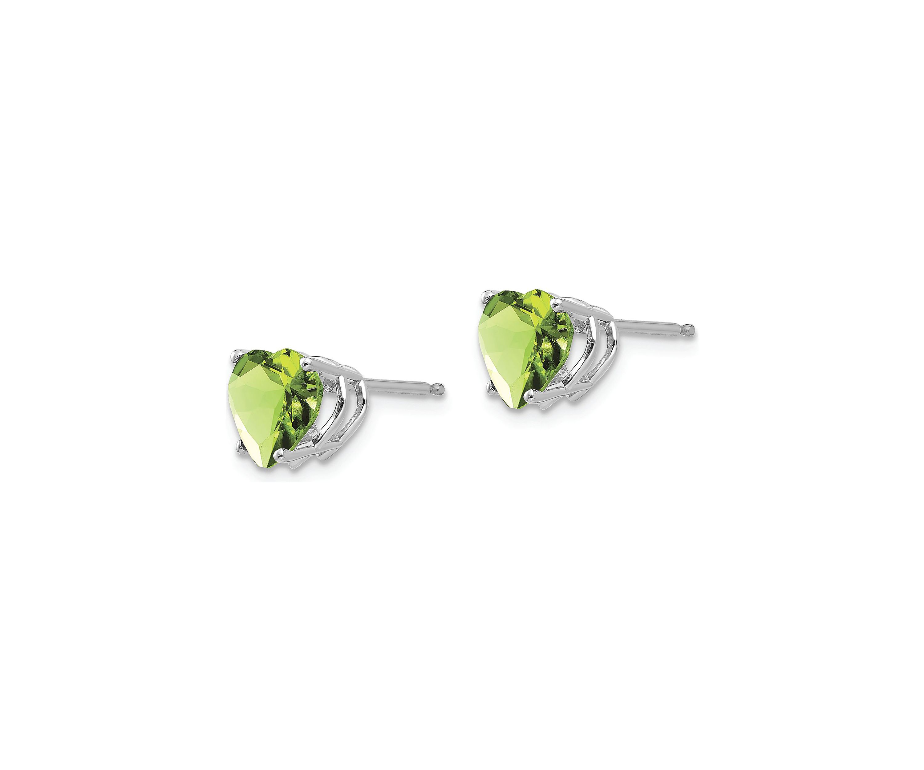 2.8 ct. t.w. Peridot 7mm Heart Earrings in 14K White Gold