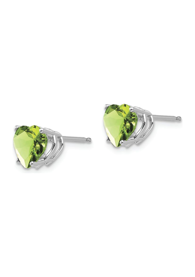 2.8 ct. t.w. Peridot 7mm Heart Earrings in 14K White Gold
