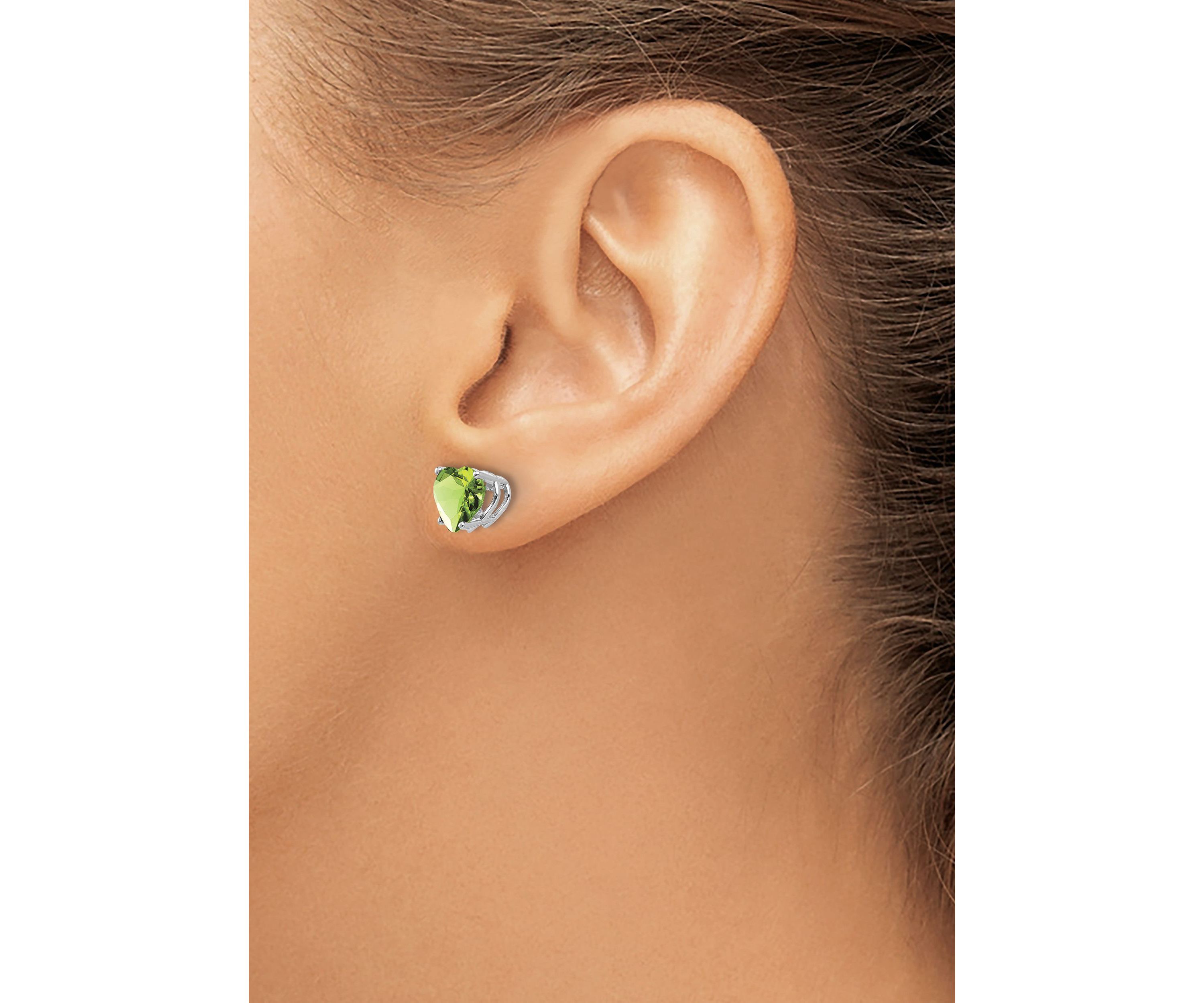 2.8 ct. t.w. Peridot 7mm Heart Earrings in 14K White Gold