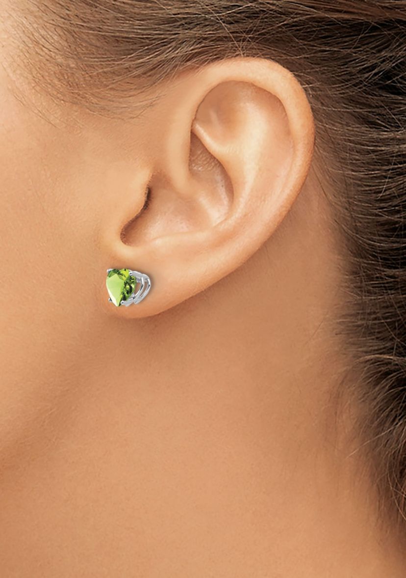2.8 ct. t.w. Peridot 7mm Heart Earrings in 14K White Gold