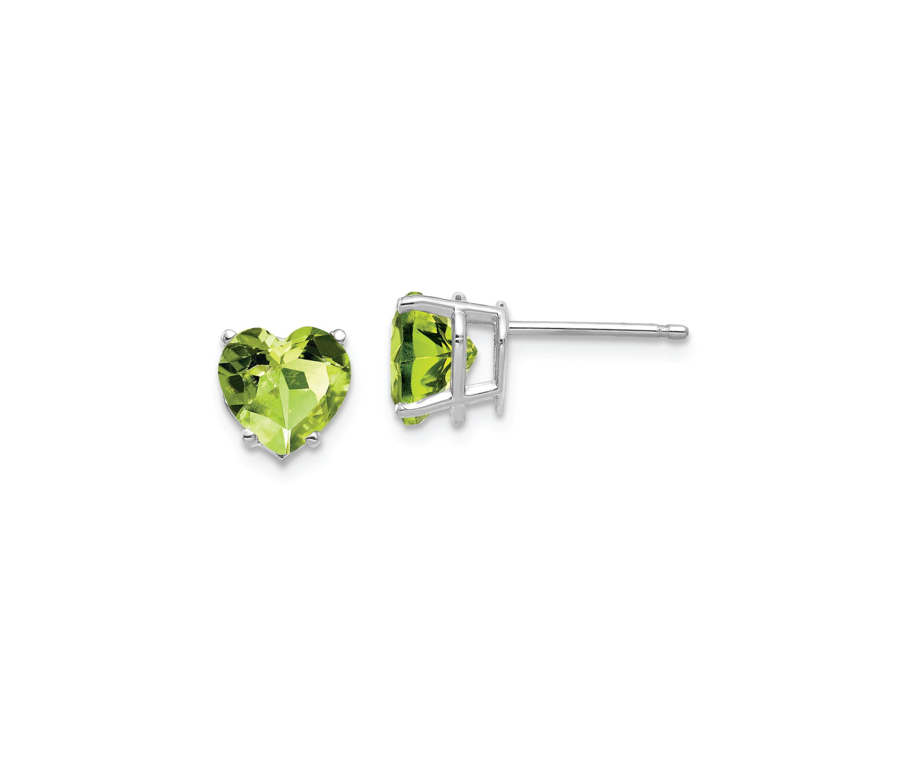 2.8 ct. t.w. Peridot 7mm Heart Earrings in 14K White Gold