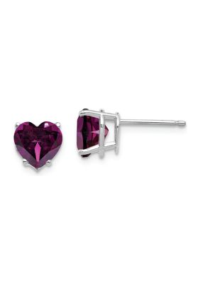 3.2 ct. t.w. Rhodolite Garnet Heart Stud Earrings in 14K White Gold