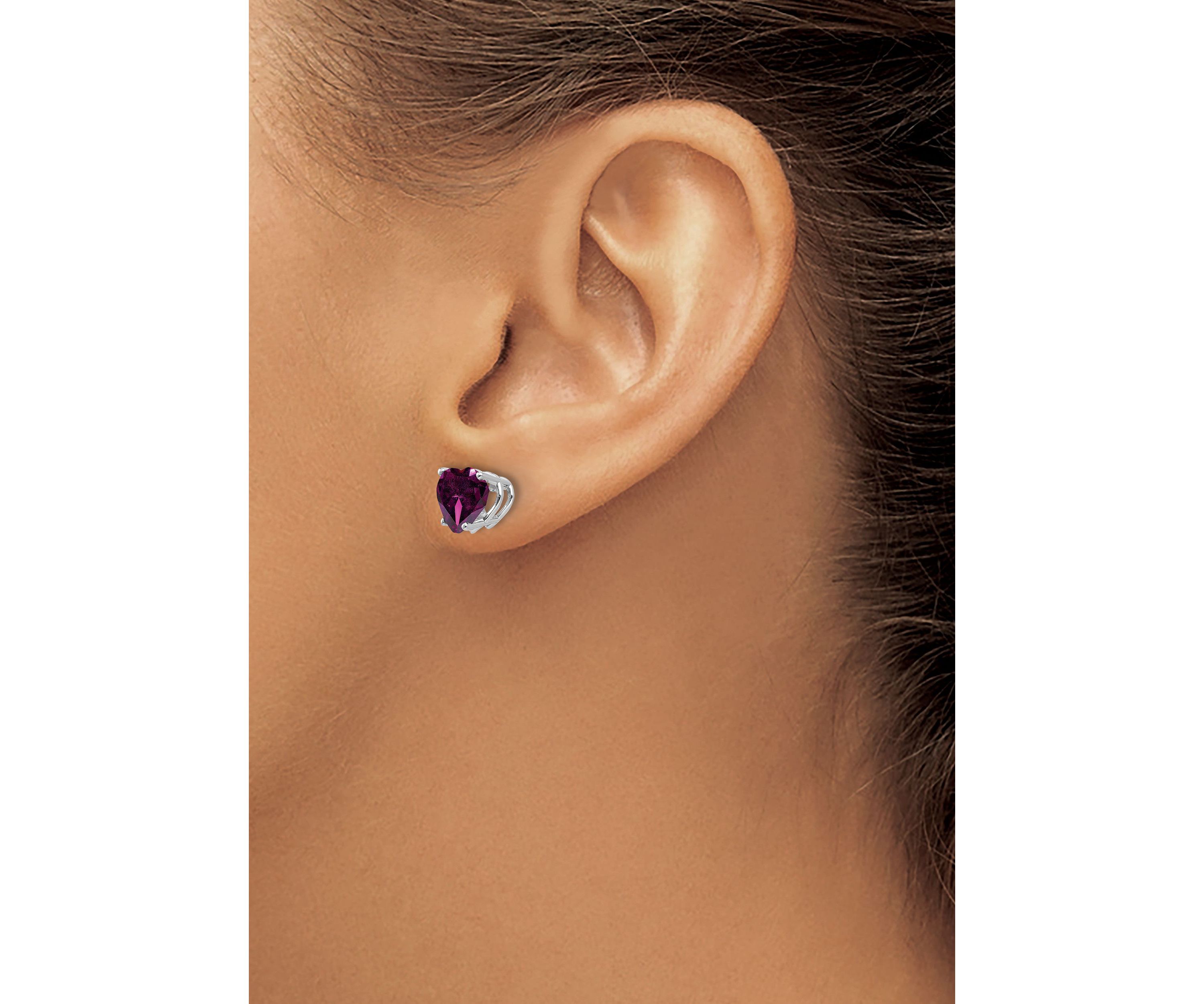 3.2 ct. t.w. Rhodolite Garnet Heart Stud Earrings in 14K White Gold