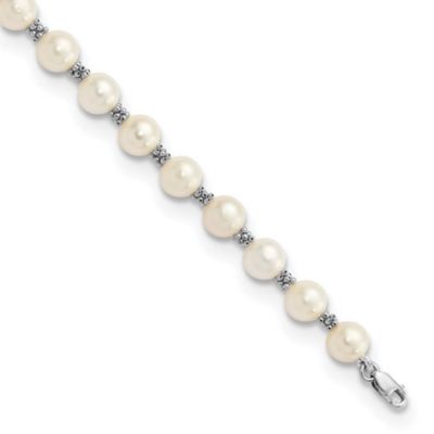Belk & Co 14K White Gold 6-7mm White Semi-round Freshwater Cultured Pearl Bracelet