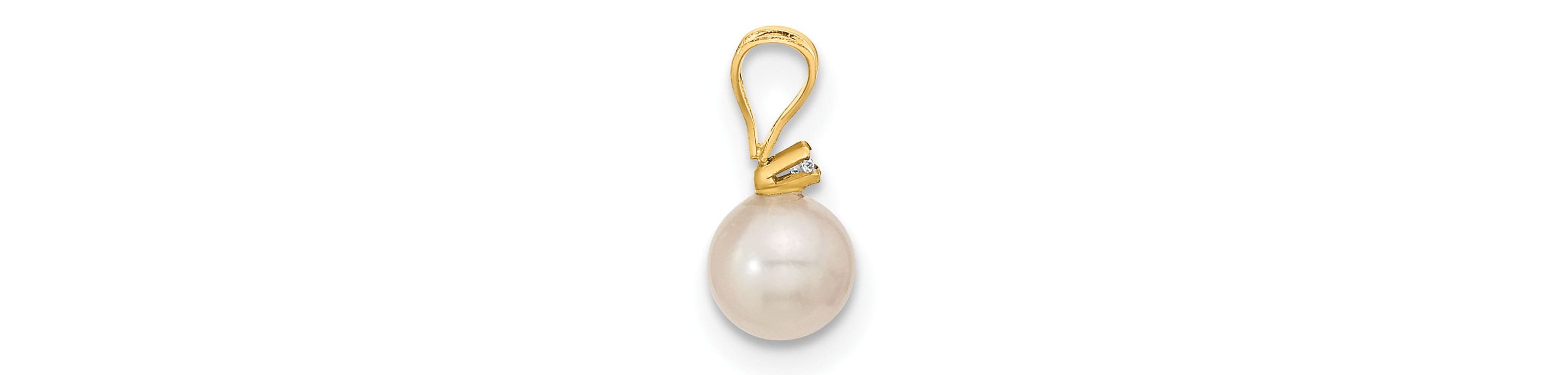 0.03 ct. t.w. Diamonds and 5-6mm Saltwater Akoya Cultured Pearl Earring and Pendant Set in 14K Yellow Gold