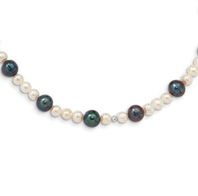 Belk & Co 14K White Gold Black and White Semi-round Freshwater Cultured Mirror Bead Necklace
