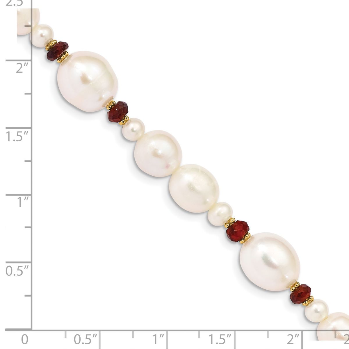 4 ct. t.w. Garnet and White Freshwater Cultured Pearl Faceted Bead Bracelet in 14K Yellow Gold