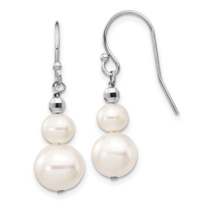 Belk & Co 14K White Gold 6-9mm Semi-round Freshwater Cultured Pearl Graduated Dangle Earrings