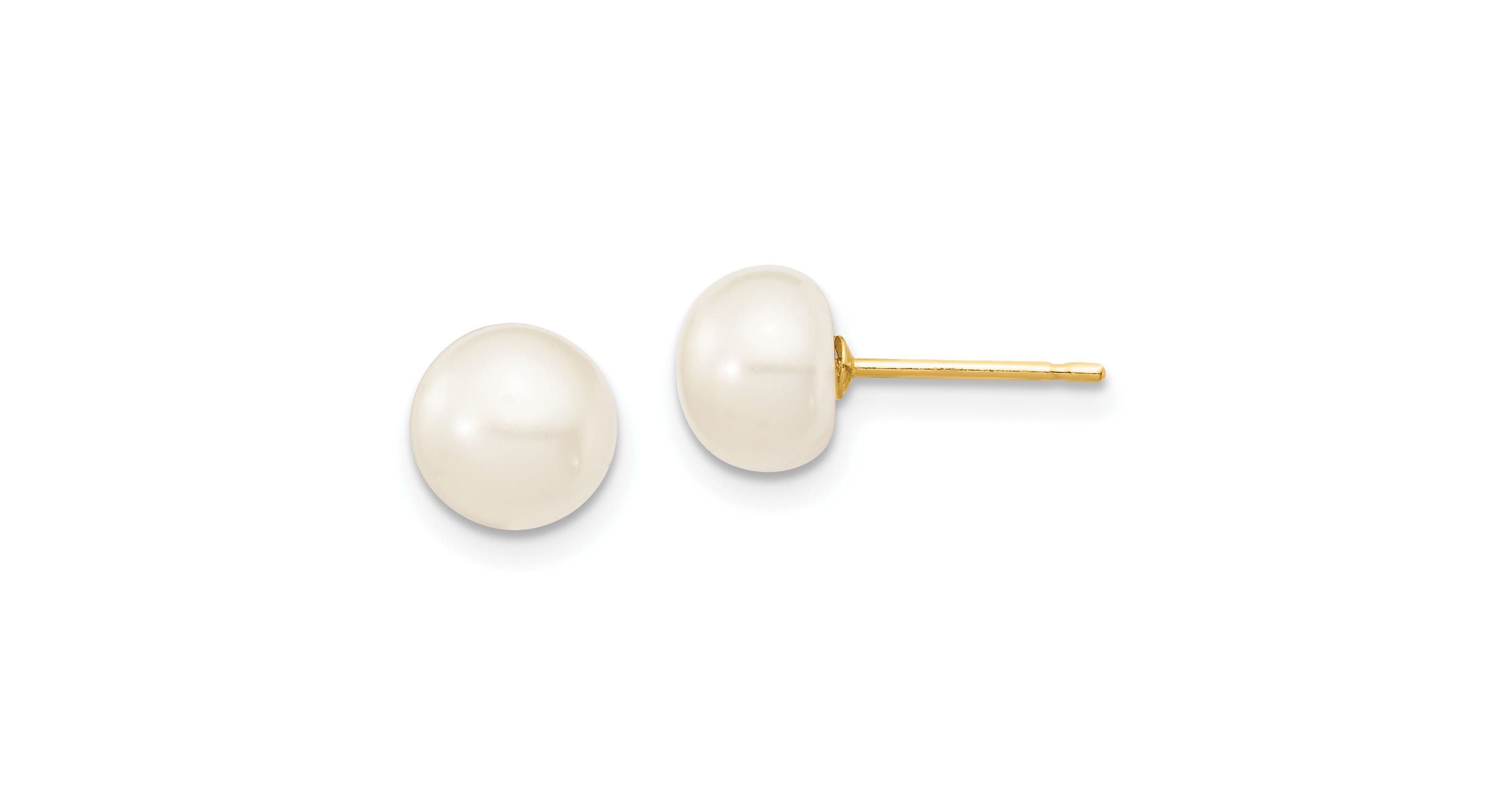 14K Yellow Gold 6-7mm Freshwater Cultured Pearl 7.25 with 1-inch Ext. Bracelet 18-inch with 2-inch Ext. Neck Earring Set