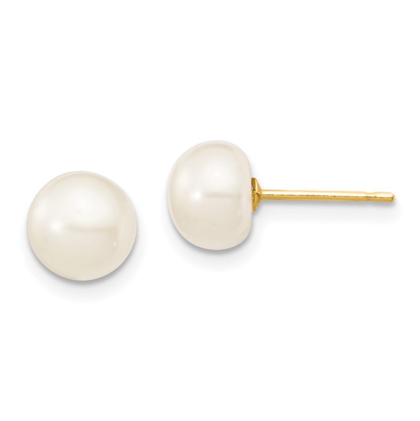 14K Yellow Gold 6-7mm Freshwater Cultured Pearl 7.25 with 1-inch Ext. Bracelet 18-inch with 2-inch Ext. Neck Earring Set
