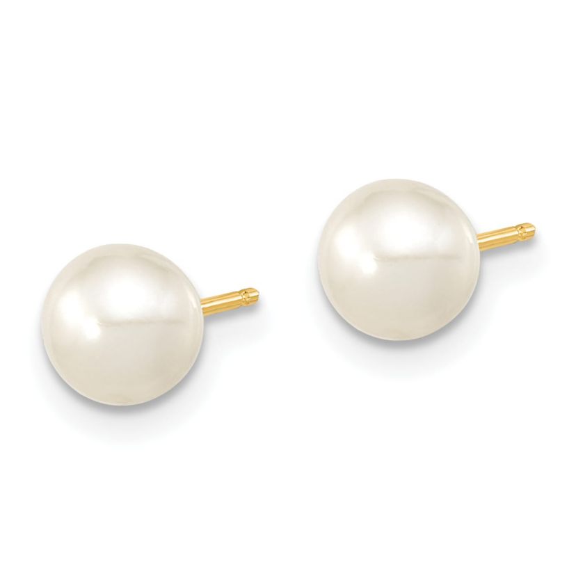 14K Yellow Gold 6-7mm Freshwater Cultured Pearl 7.25 with 1-inch Ext. Bracelet 18-inch with 2-inch Ext. Neck Earring Set